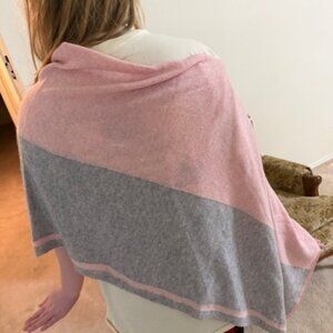 Cashmere Claudia Nichole pashmina shawl hi-low or off-shoulder Pink and Gray